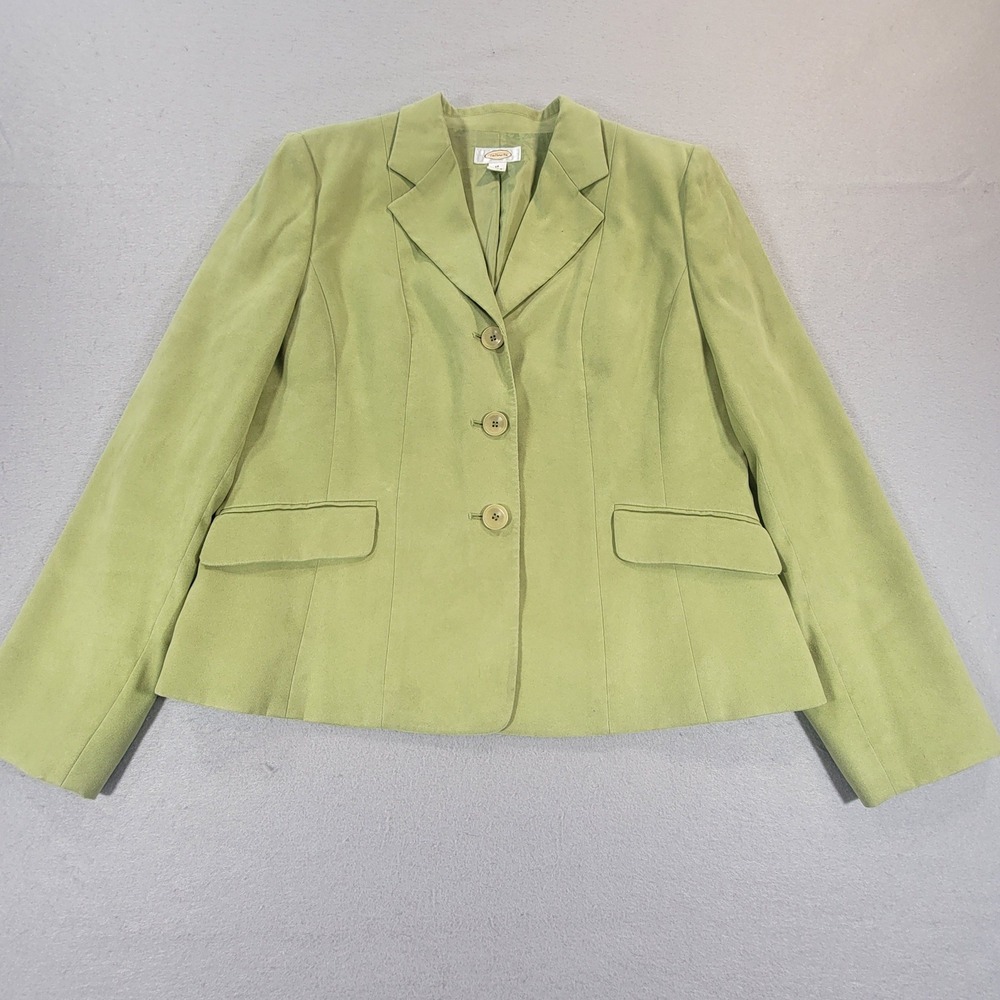 Vintage Talbots Faux Suede Blazer Career Jacket Sage Green Womens 12 Office Chic - Picture 4 of 12